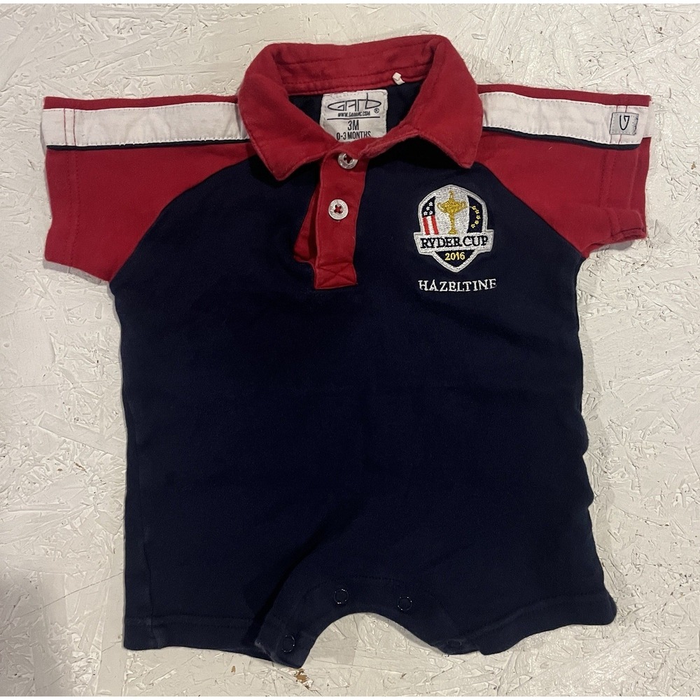 Old Varsity Brand Ryder Cup Hazeltine‎ 2016 One Piece Bodysuit Size 3M Golf Blue